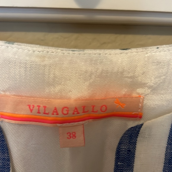 Vilagallo Blue Stripe Martini Cocktail Print Tunic Dress Linen - Picture 4 of 6